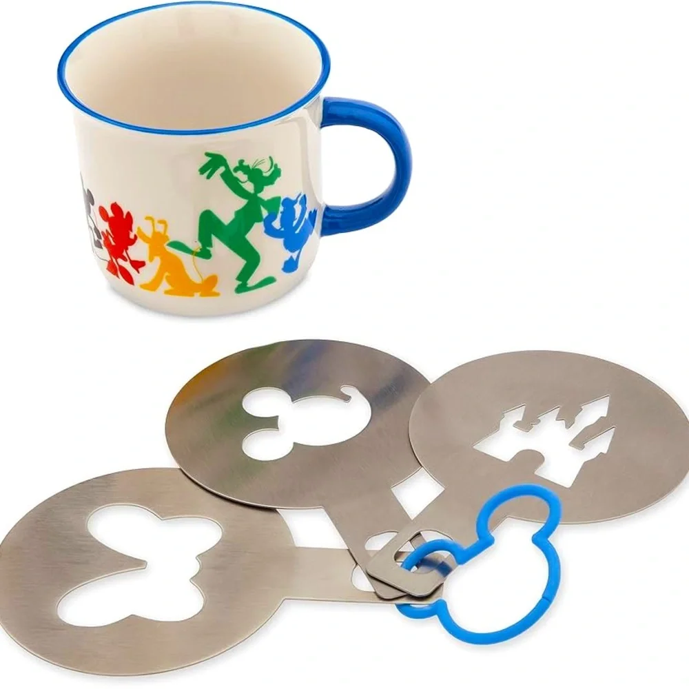 Disney Mousewares Mickey & Friends Mug & Coffee /Latte Stencil Set Disney NWT